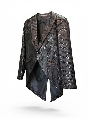Cloud Style Sequined Black Evening Tailcoat Jacket Mens